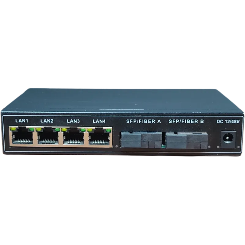 Alphaeye AE-4002FMC Media Converter - 4 Ethernet Ports and 2 SC Fiber Ports Alphaeye AE-4002FMC Media Converter - 4 Ethernet Ports and 2 SC Fiber Ports