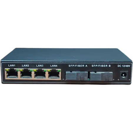 Alphaeye AE-4002FMC Media Converter - 4 Ethernet Ports and 2 SC Fiber Ports