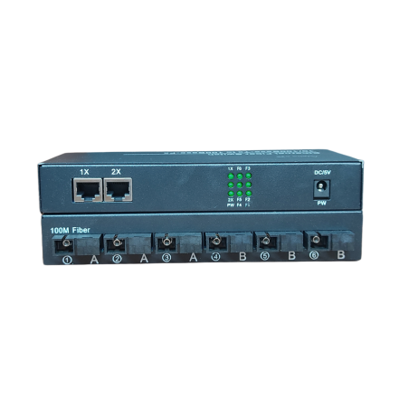 Alphaeye AE-2006FMC Media Converter - 2 Ethernet Ports & 6 SC Fiber Ports