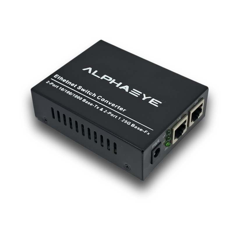 AlphaEye AE-F2002SFP Media Converter – Gigabit PoE & SFP Ports, Easy Setup