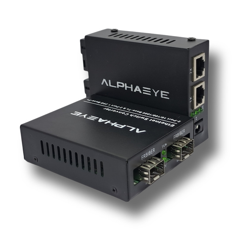 AlphaEye AE-F2002SFP Media Converter – Gigabit PoE & SFP Ports, Easy Setup