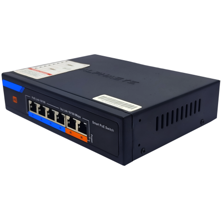 ALPHAEYE AE-42078 4-Port PoE Switch with 2 Uplink Ports, 78W Total Power